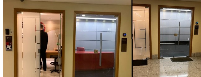 Antes e depois com a retirada do balcão vermelho — Foto: Naira Trindade