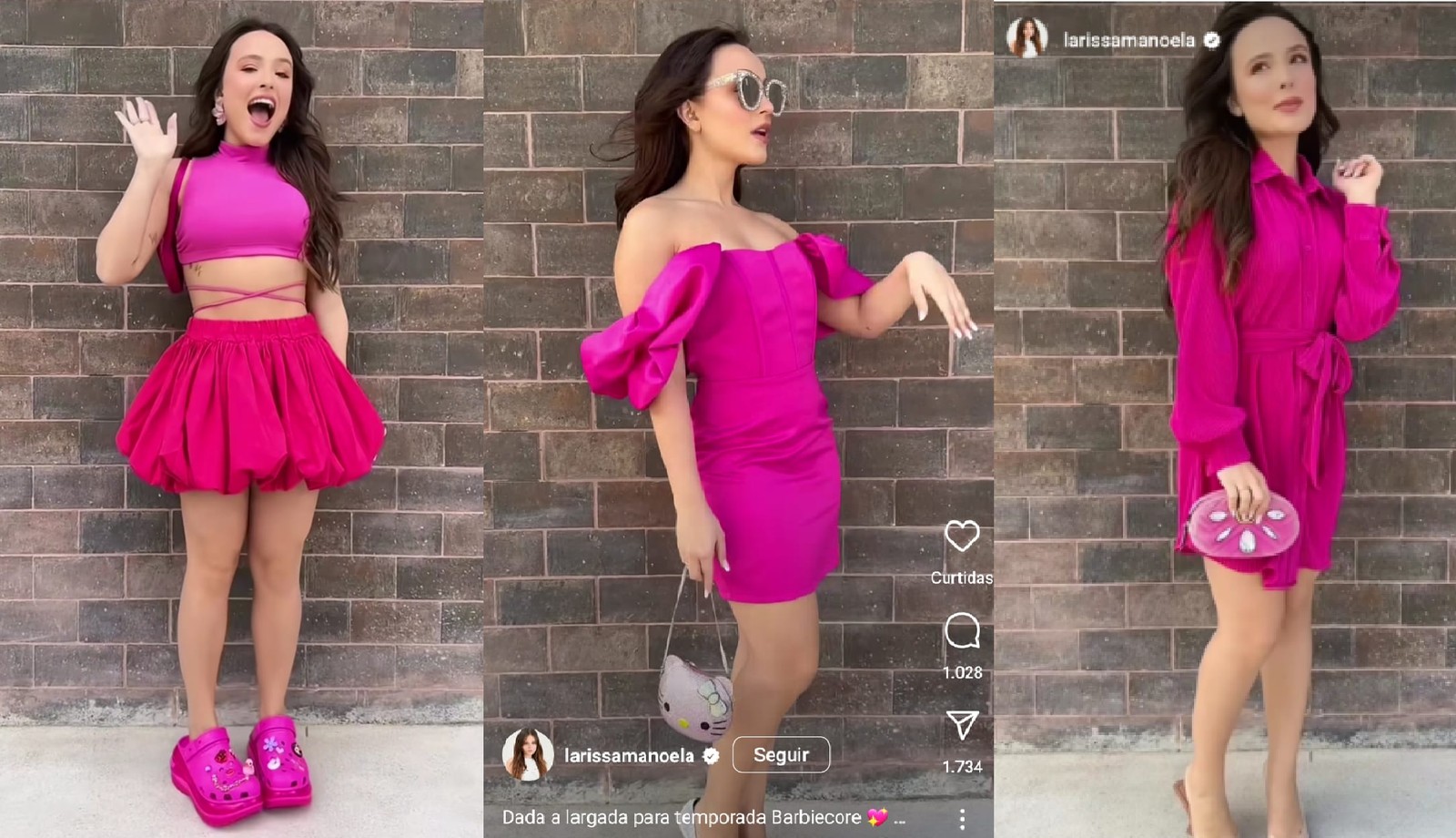 Larissa Manoela abusou de todas as peças cor-de-rosa para criar vários looks  — Foto: Reprodução: Instagram