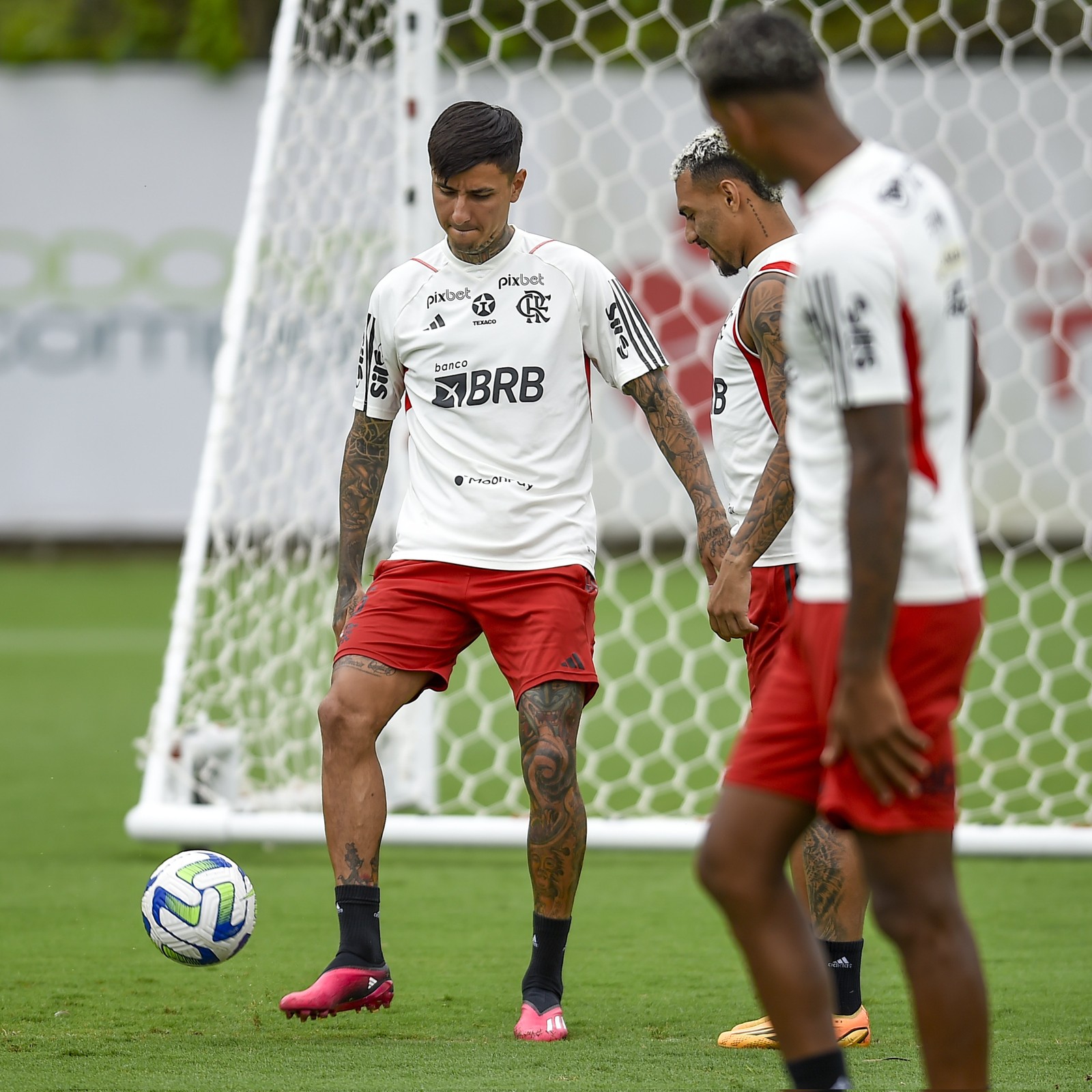Pulgar participa de treino no Flamengo — Foto: Marcelo Cortes/Flamengo