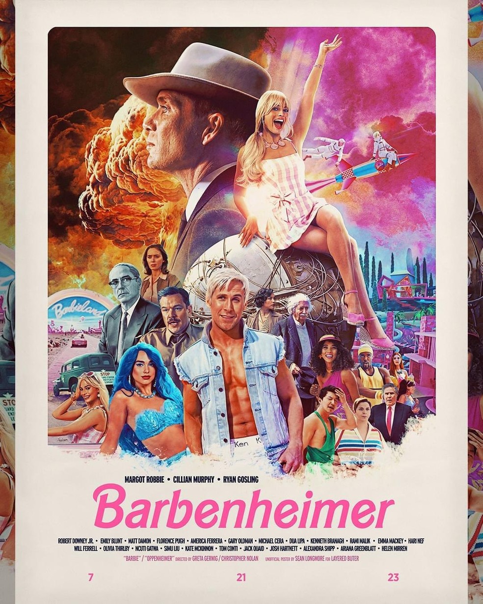 Arte de fã une "Barbie" e "Oppenheimer" — Foto: Sean Longmore/Fanart