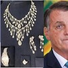 Michelle Bolsonaro, joias de diamantes enviadas pelo regime saudita e Jair Bolsonaro - Divulgação e reprodução redes sociais