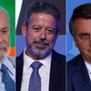 Da esquerda para a direita: o presidente Luiz Inácio Lula da Silva (PT), o dirigente da Câmara dos Deputados, Arthur Lira (PP-AL), e o ex-presidente Jair Bolsonaro (PL) - Fotos de Brenno Carvalho/O Globo e Cristiano Mariz/O Globo