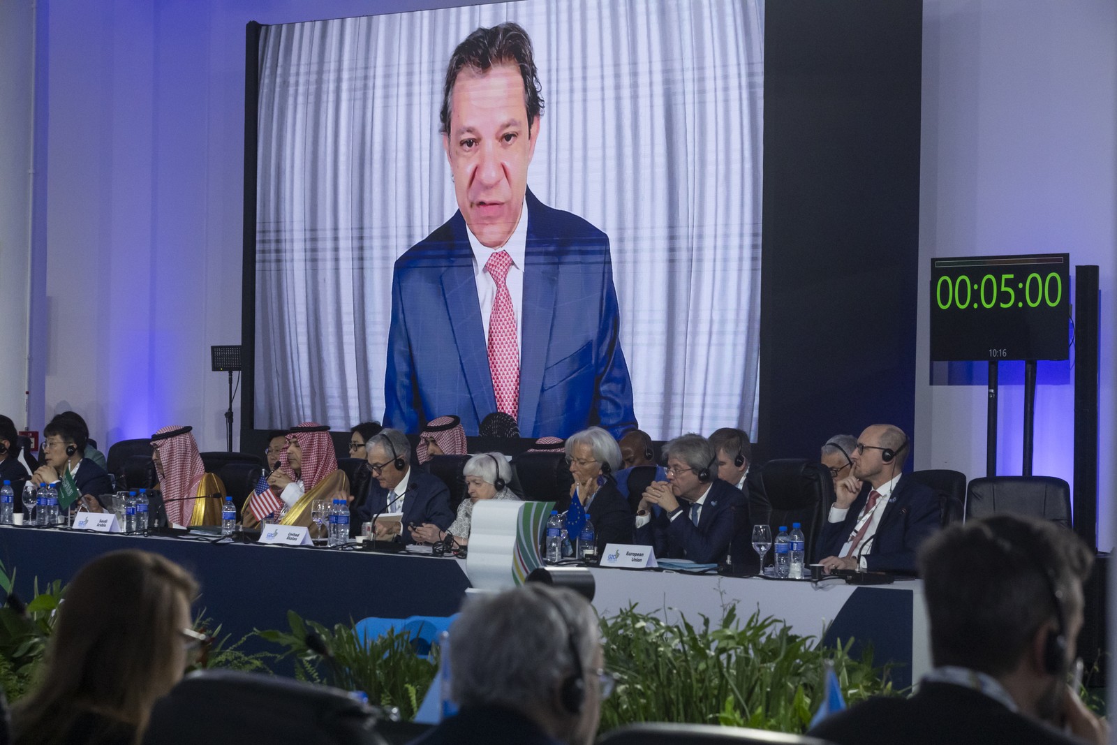 Ministro Fernando Haddad profere seu discurso de abertura virtualmente. — Foto: Maria Isabel Oliveira/ Agência O Globo