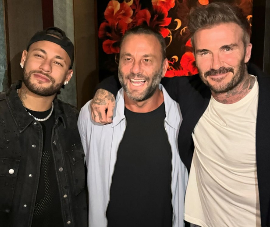 David Grutman posa com Neymar e David Beckham em Miami