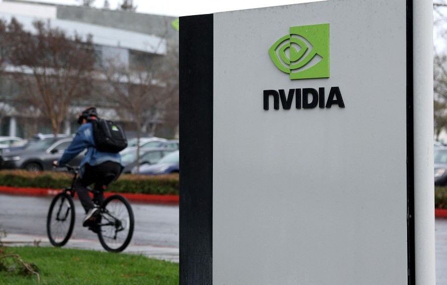 Placa da Nvidia na sede da empresa em Santa Clara, Califórnia: empresa nega ter sido intimada pelo Departamento de Justiça americano