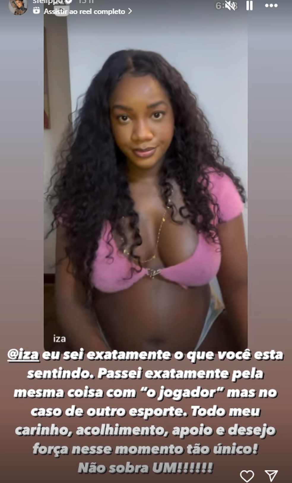 Samara Felippo faz post em apoio a Iza — Foto: Reprodução/Instagram