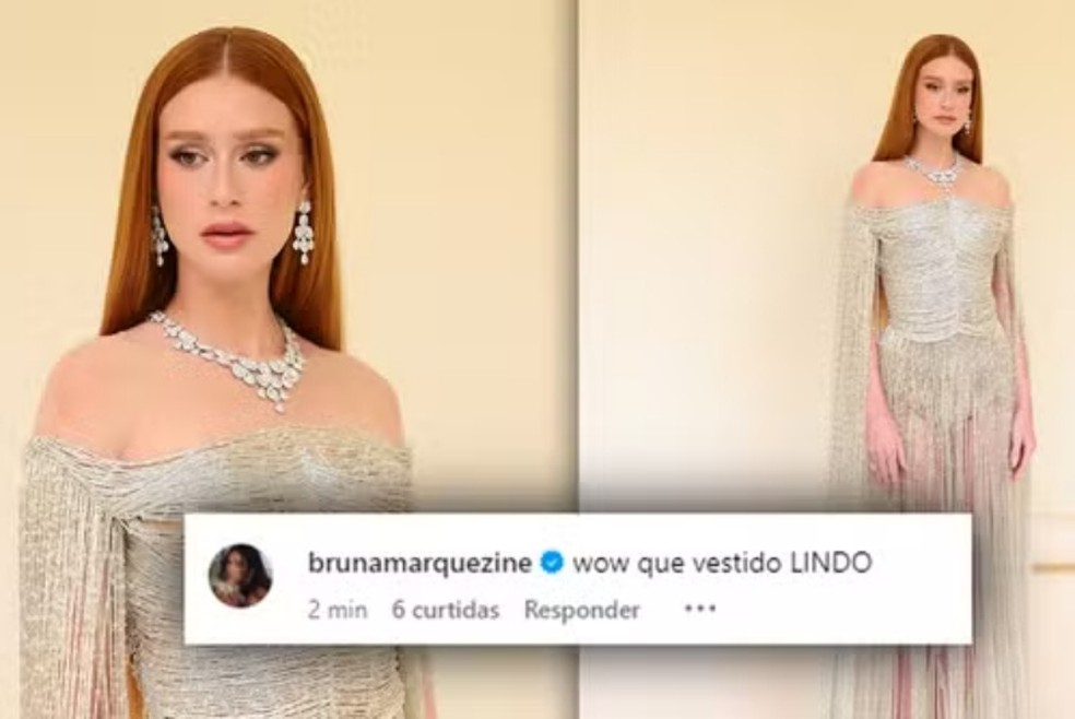 Bruna Marquezine elogiou look de Marina Ruy Barbosa no Instagram do stylist Pedro Sales — Foto: Reprodução Instagram