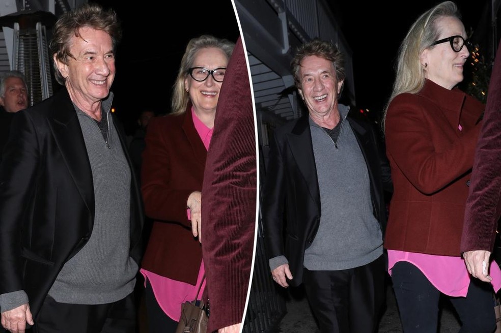 Martin Short e Meryl Streep deixam restaurante juntos — Foto: PageSix / Reprodução