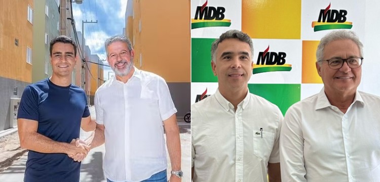 Prefeito JHC com Arthur Lira e Rafael Brito com Renan Calheiros