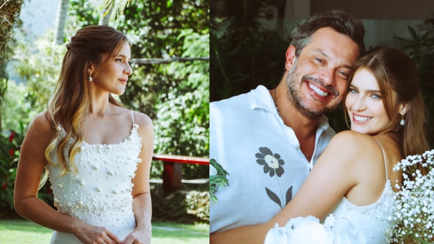 Isabella Santoni optou por macacão para se casar com empresário Henrique Blecher