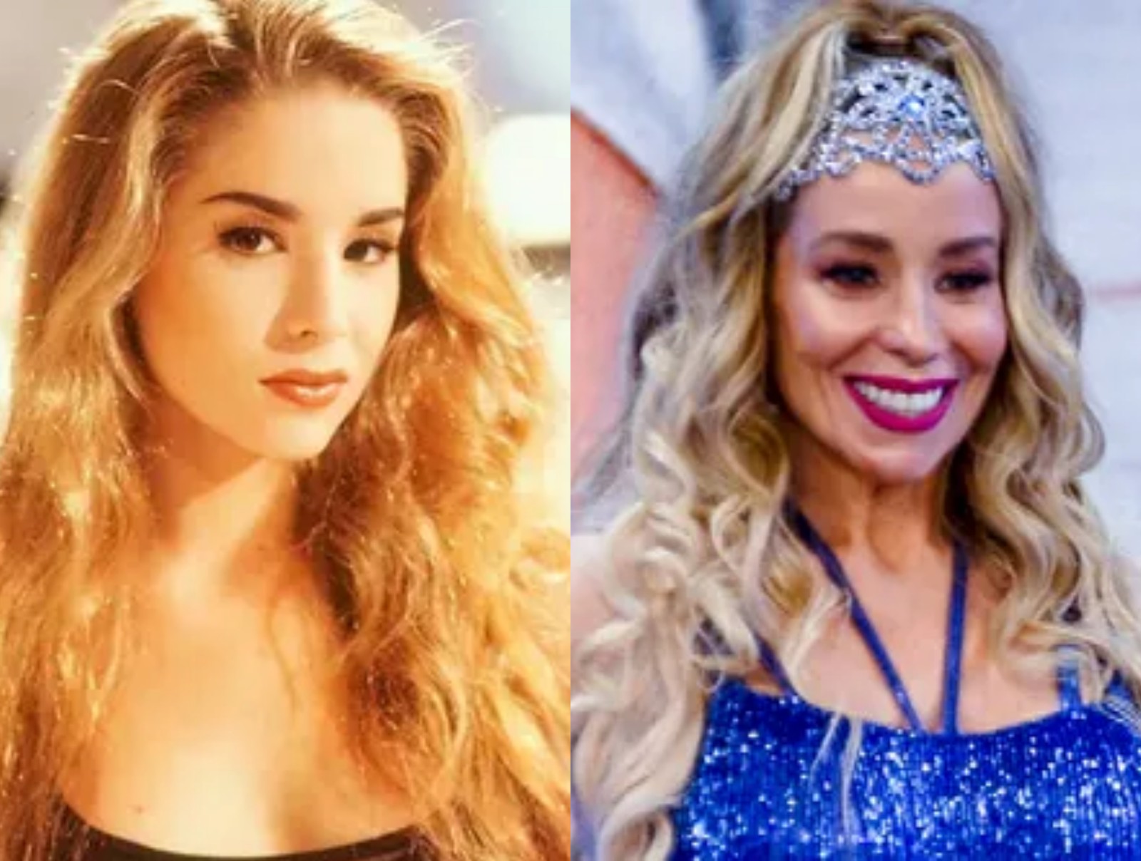 Antes e depois da rinoplastia de Danielle Winits — Reprodução/TV Globo