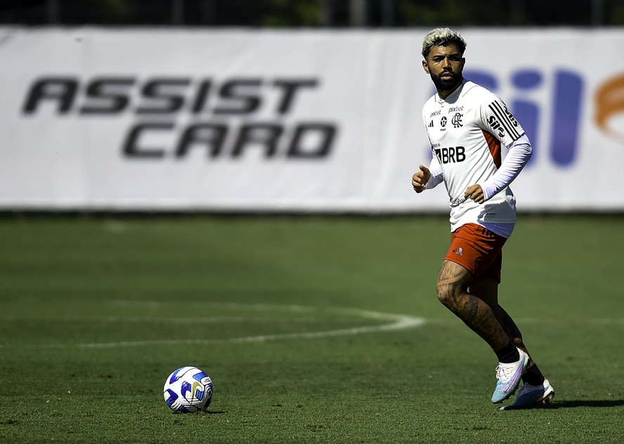 Gabigol durante o treino do Flamengo