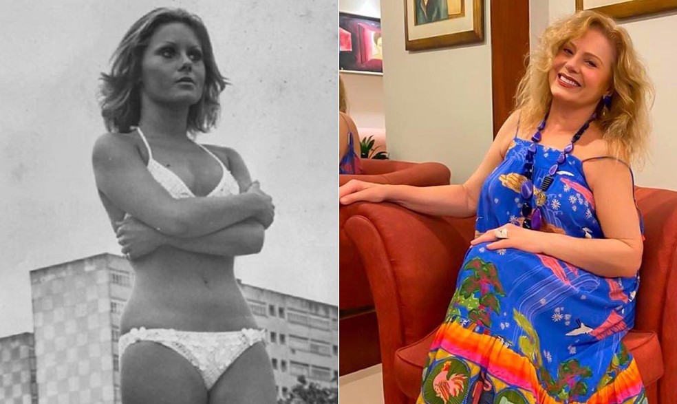 Musa da pornochanchada, Vera Fischer em 1970 e atualmente — Foto: Reprodução