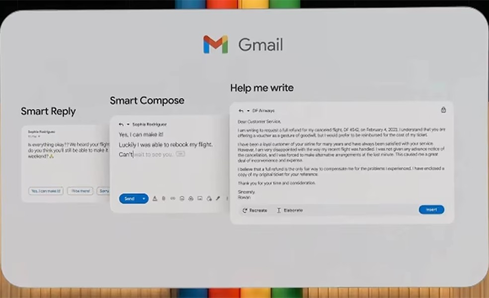 No Gmail, Gemini vai dar sugestões de texto para os usuários — Foto: Reprodução/Google