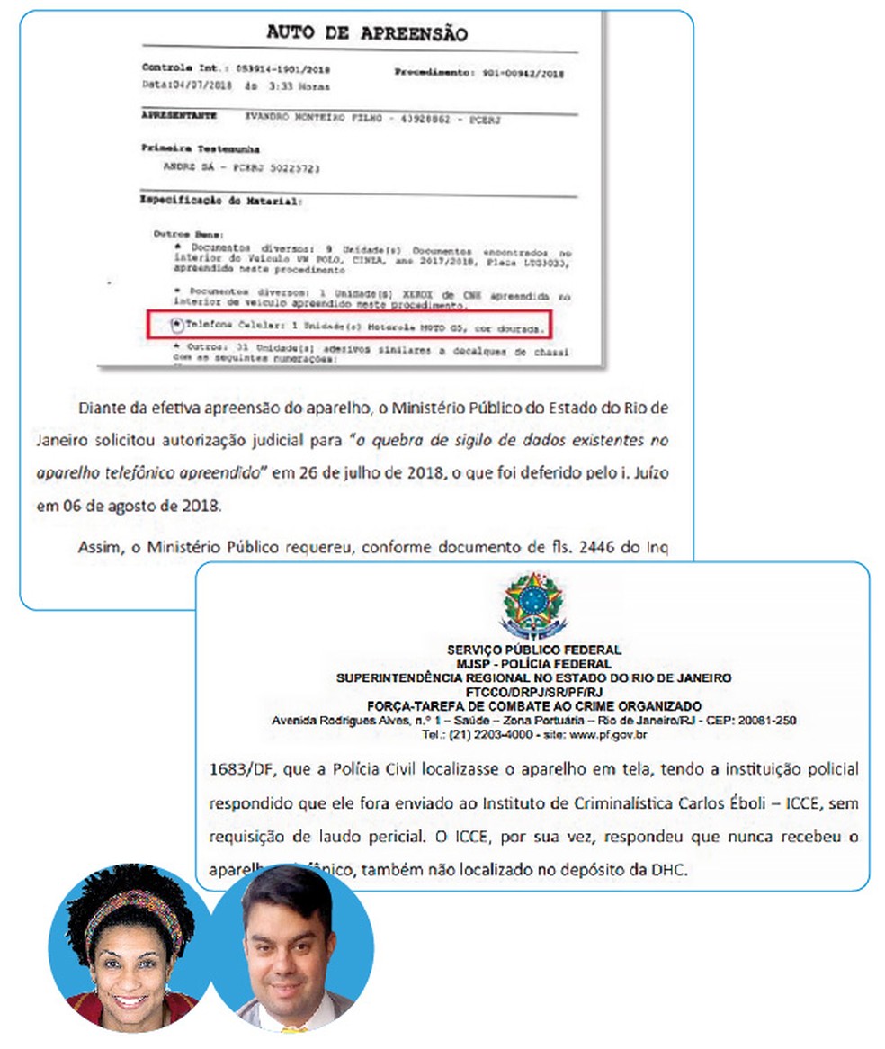 Sumiço de celular no caso Marielle e Anderson — Foto: Editoria Arte