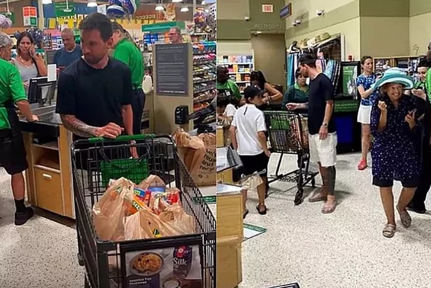 Fãs tiraram fotos de Lionel Messi no supermercado