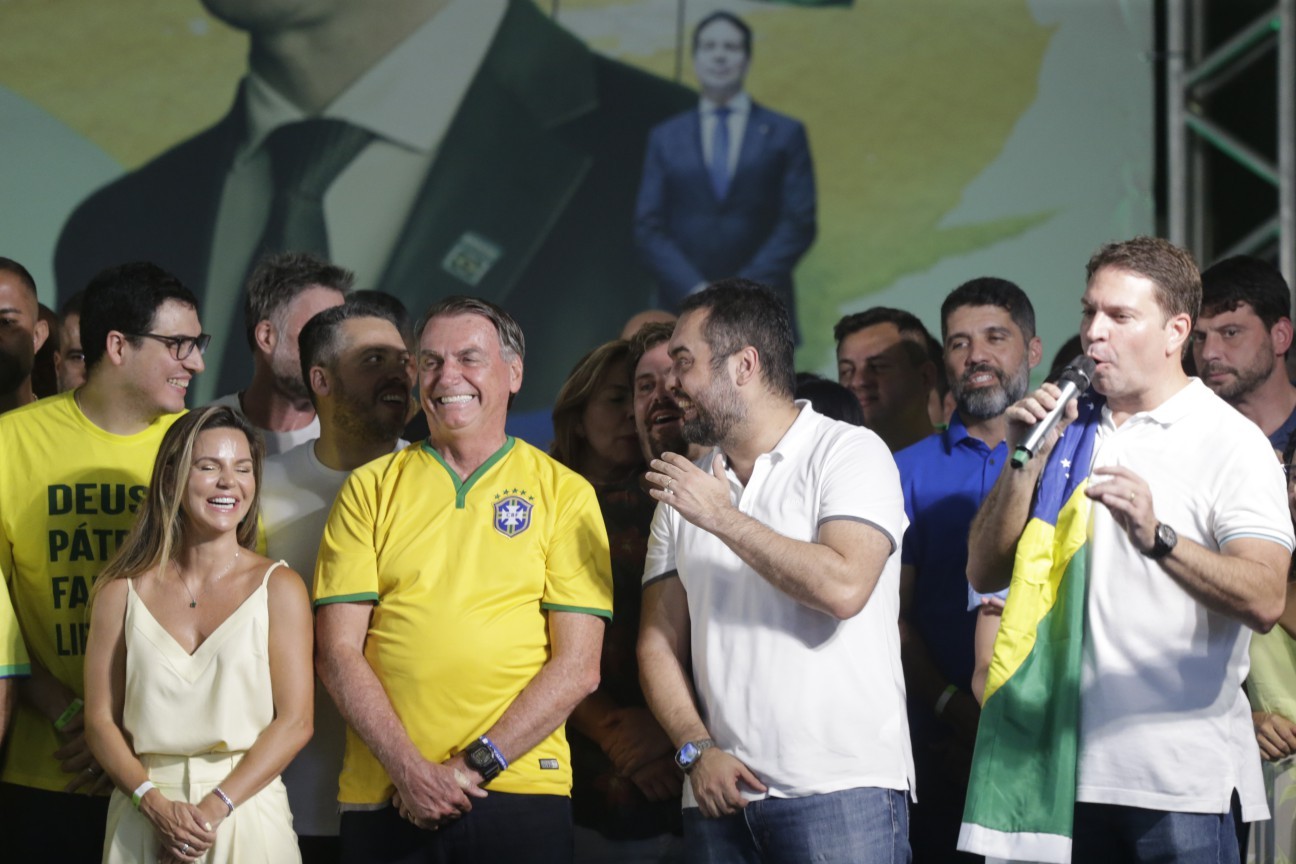 Jair Bolsonaro e Alexandre Ramagem em lançamento de pré-candidatura à prefeitura do Rio - Foto Domingos Peixoto