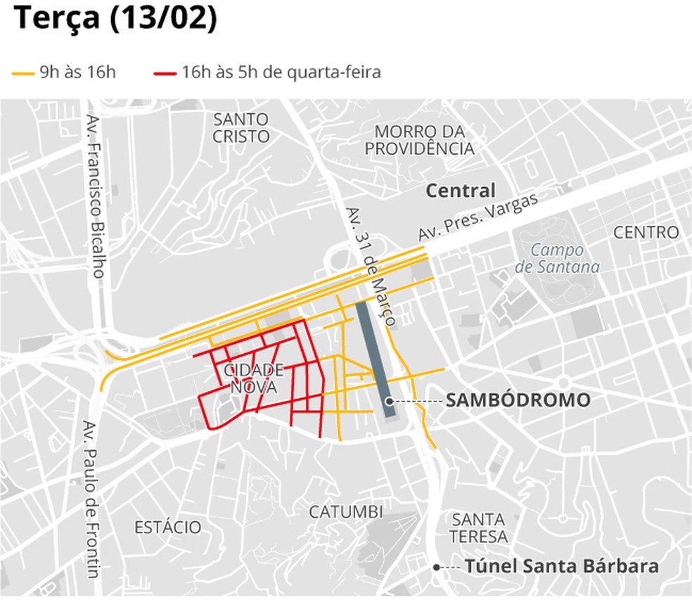 Esquema de trânsito de terça-feira — Foto: Editoria de Arte