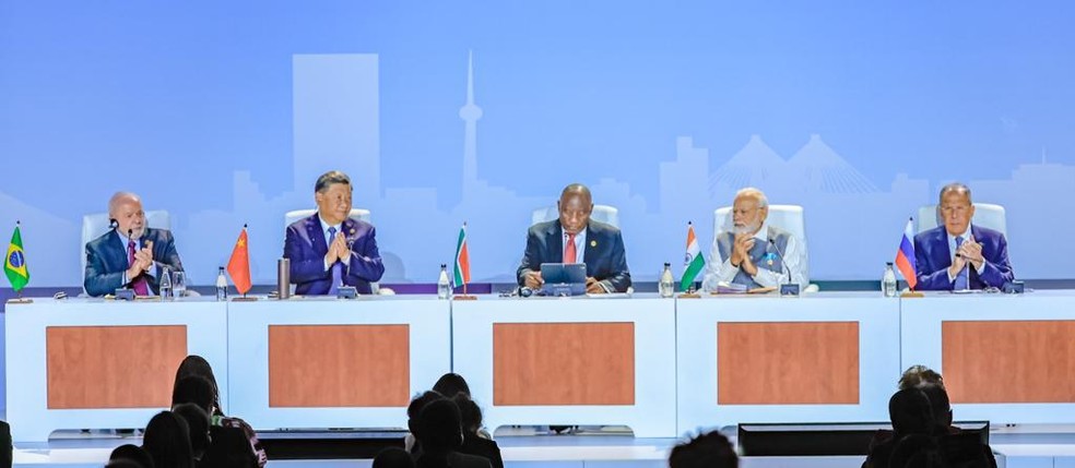 Reunião de líderes do Brics em Johannesburgo — Foto: Ricardo Stuckert