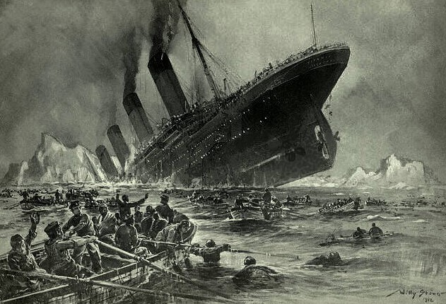 Naufrágio do Titanic, em tela do britânico Willy Stöwer — Foto: Reprodução