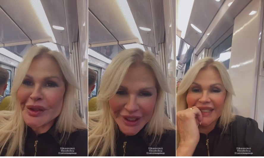 Monique Evans se emociona durante viagem de metrô em Paris