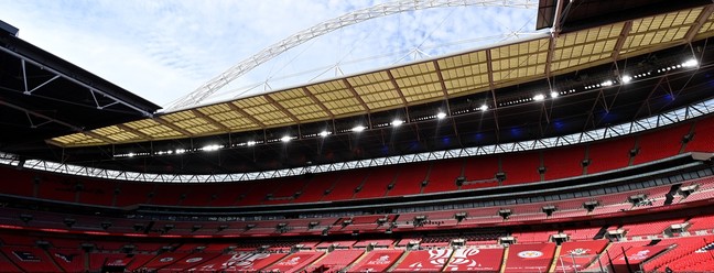 Anfitrião das semifinais e da final da última Eurocopa, em 2021, Wembley deverá voltar a ser o destino da fase final do torneio — Foto: Reprodução