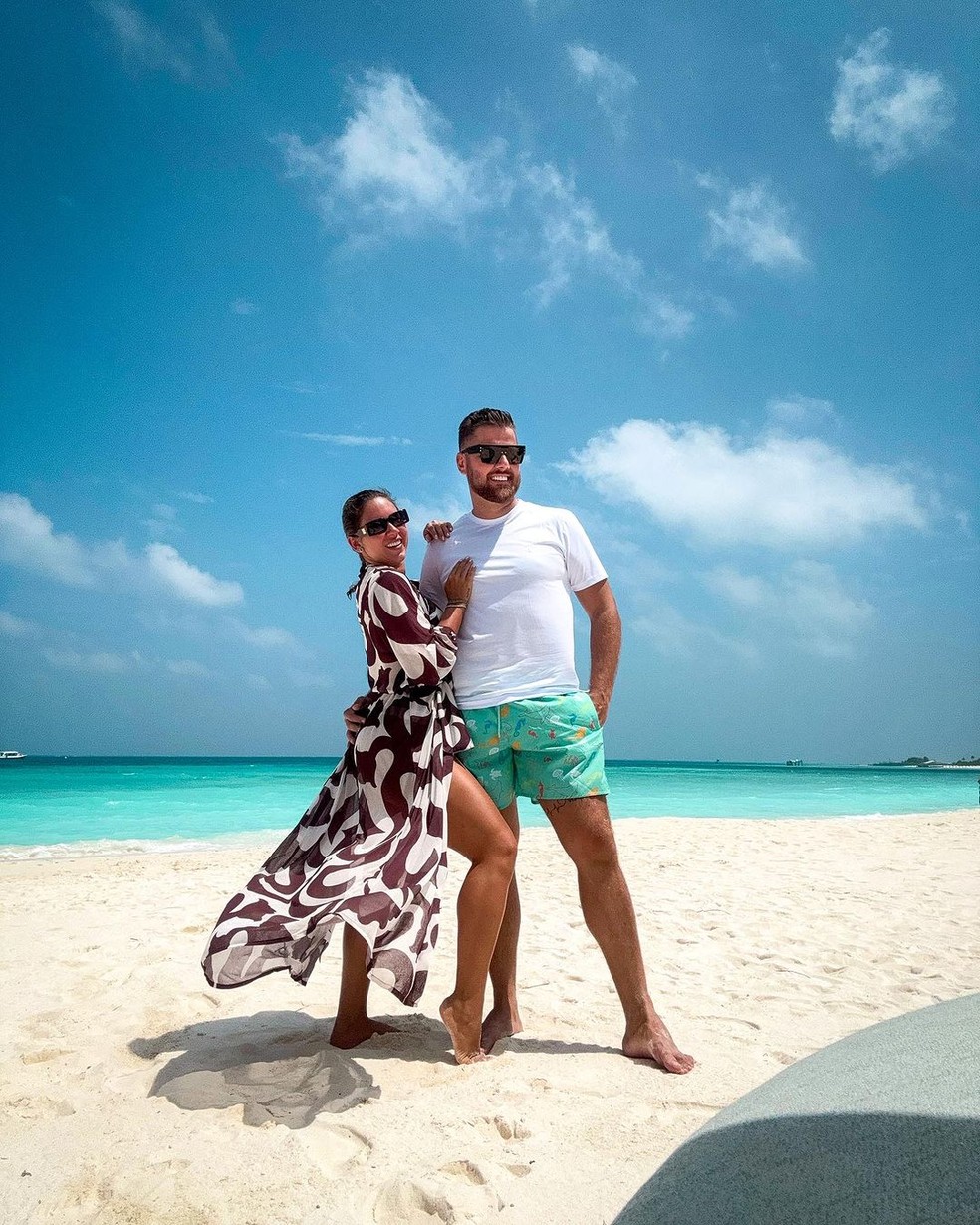 Natália Toscano e o marido, Zé Neto, nas Ilhas Maldivas — Foto: Reprodução Instagram