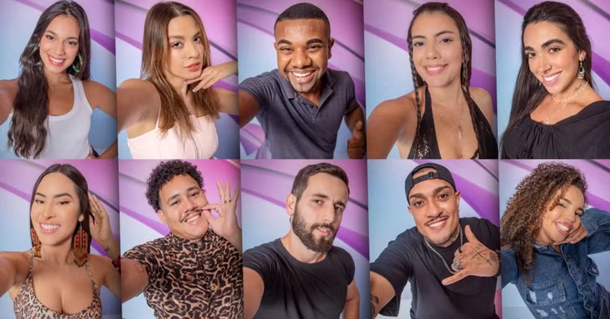 O dez últimos participantes do BBB 24: Alane, Beatriz, Davi, Fernanda, Giovanna, Isabelle, Lucas Buda, Matteus, MC Bin Laden e Giovanna Pitel