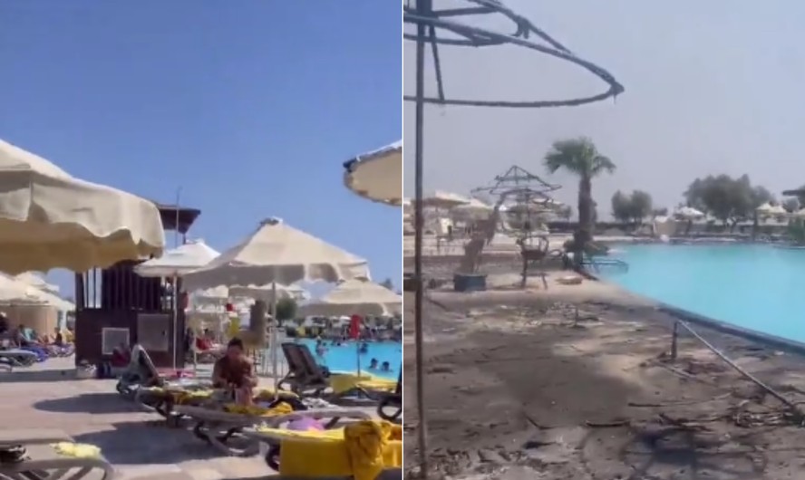 Antes e depois de resort atingido pelo fogo