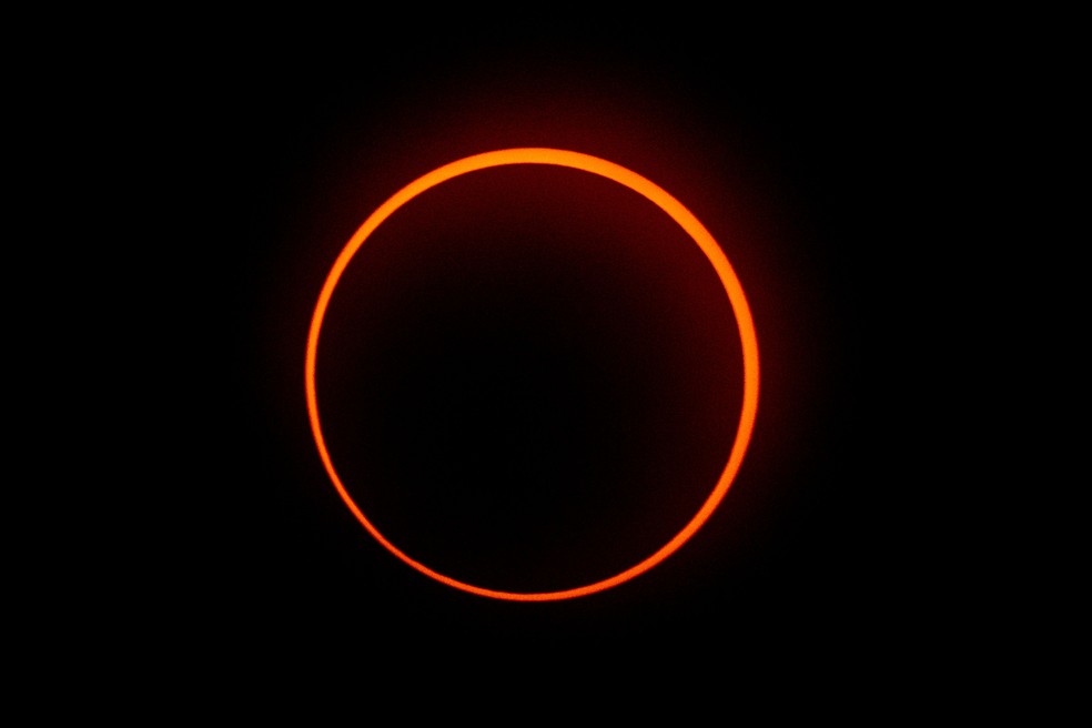 Eclipse solar visto de Penonome, Panama — Foto: Luis Acosta/AFP