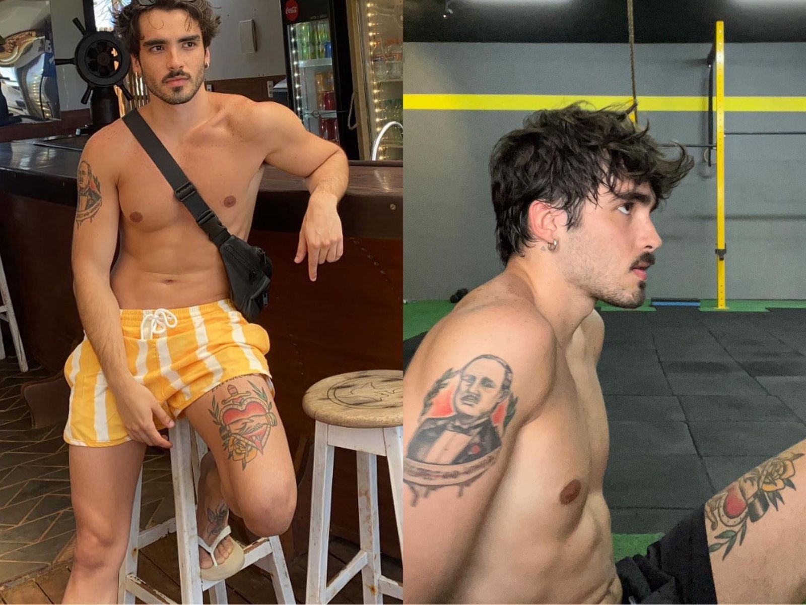 Hoje, o ator de 23 anos exibe tatuagens no braço, na perna e no pé — Foto: Reprodução/Instagram