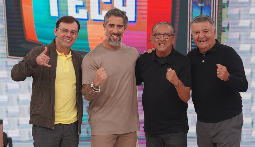 Tino Marcos, Marcos Mion, Galvão Bueno e Arnaldo Cezar Coelho