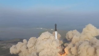 Starship, maior foguete da Hisótira, decola com sucesso nesta quinta-feira — Foto: Reprodução/Youtube/Space X