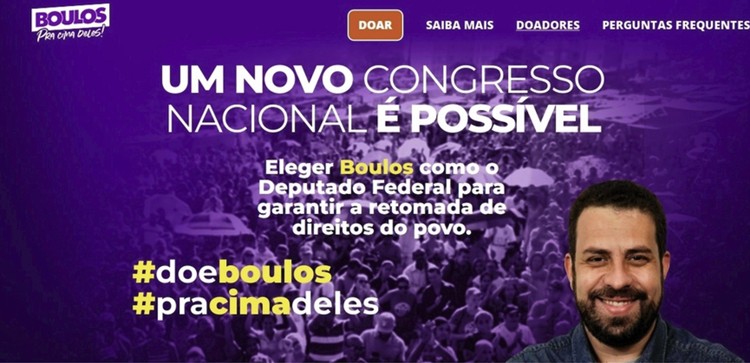 Página de Guilherme Boulos, pré-candidato a deputado federal pelo Psol