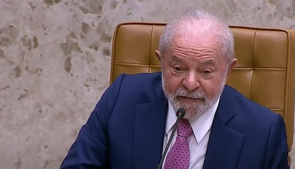 O presidente Lula discursa na reabertura do STF — Foto: Reprodução/Youtube
