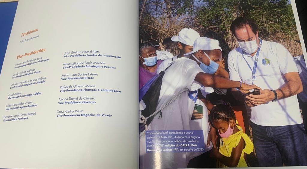 Pedro Guimarães nas página do livro da Caixa — Foto: reprodução