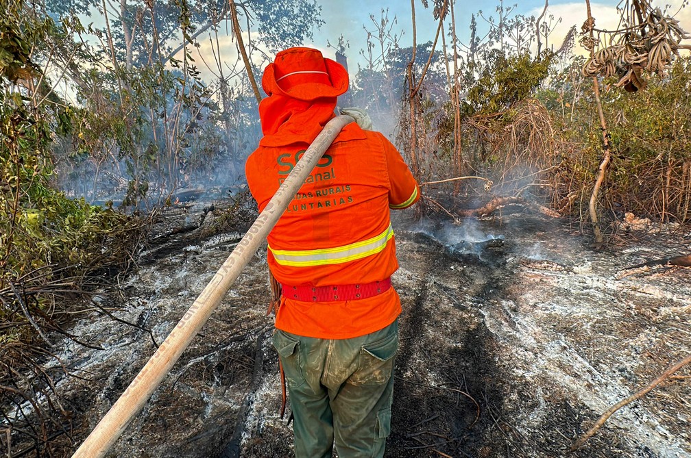 Onda de calor ajudou a espalhar fogo no Pantanal — Foto: Rogério Florentino/AFP