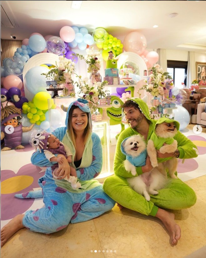 1º mês: Viih Tube e Eliezer celebram 1 mês de aniversário da filha Lua com festa temática de 'Monstros S/A' — Foto: Reprodução/Instagram