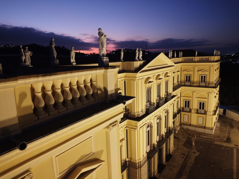 Restauro da fachada do Museu Nacional é uma das etapas mais adiantadas da obra — Foto: Custodio Coimbra