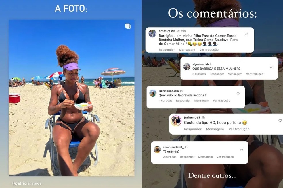 Patricia Ramos rebate críticas sobre seu corpo nas redes sociais — Foto: Reprodução/Instagram