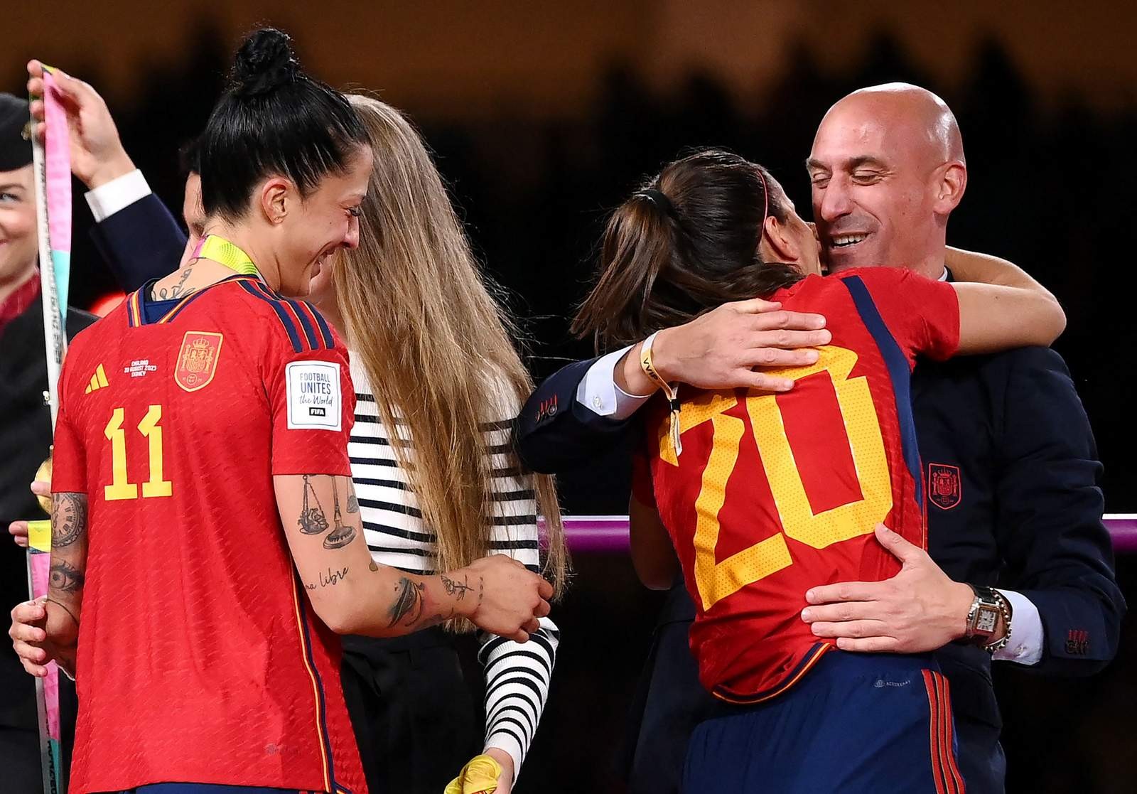 Luis Rubiales, presidente da Federação Espanhola de Futebol durante premiação na final da Copa do Mundo Feminina de Futebol 2023. — Foto: FRANCK FIFE / AFP