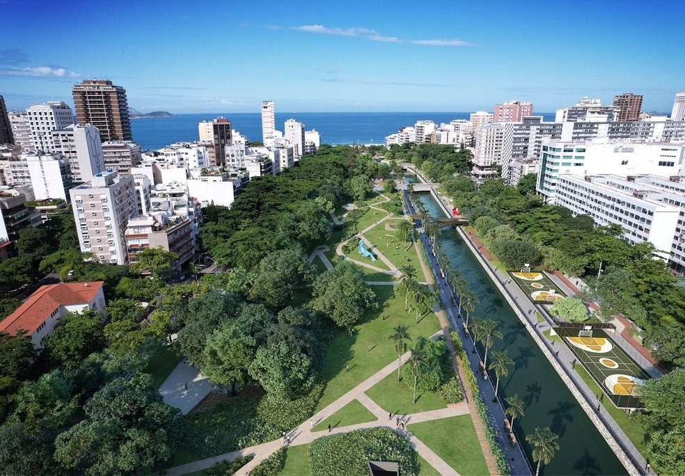 Projeção em 3D do projeto de revitalização do Parque Jardim de Alah — Foto: Divulgação/Rio + Verde