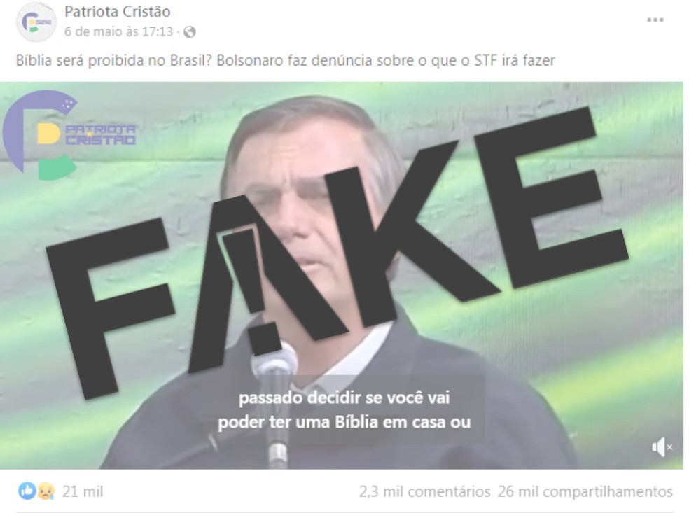 É #FAKE que decisão do STF proíbe Bíblia no Brasil Reprodução — Foto:         