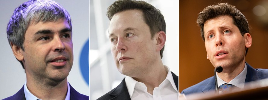 Larry Page (Google), Elon Musk(Tesla)  e Sam Altman (OpenAi)
