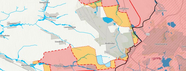 Mapa da ofensiva russa em Avdiivka (amarelo), em novembro de 2023. — Foto: Instituto para Estudo da Guerra (ISW)