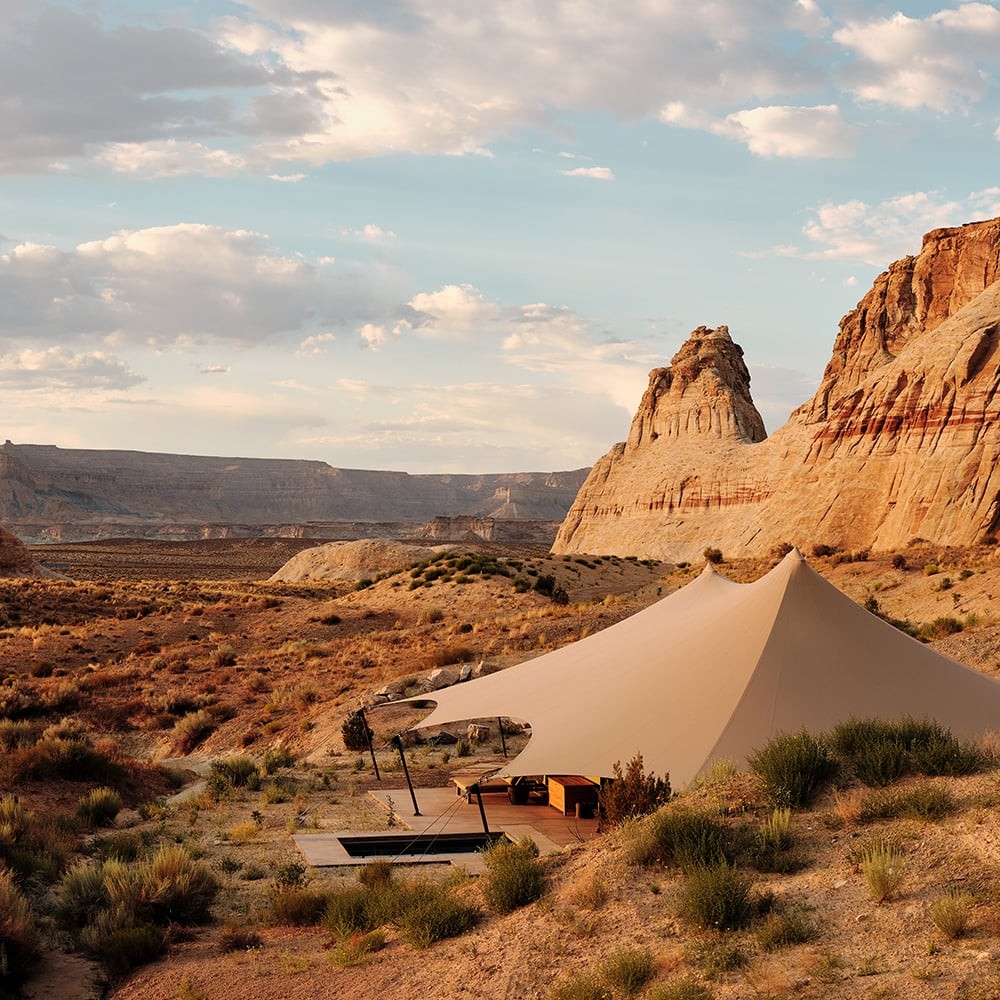 O acampamento de luxo do hotel Amangiri, no Utah — Foto: Reprodução/Amangiri