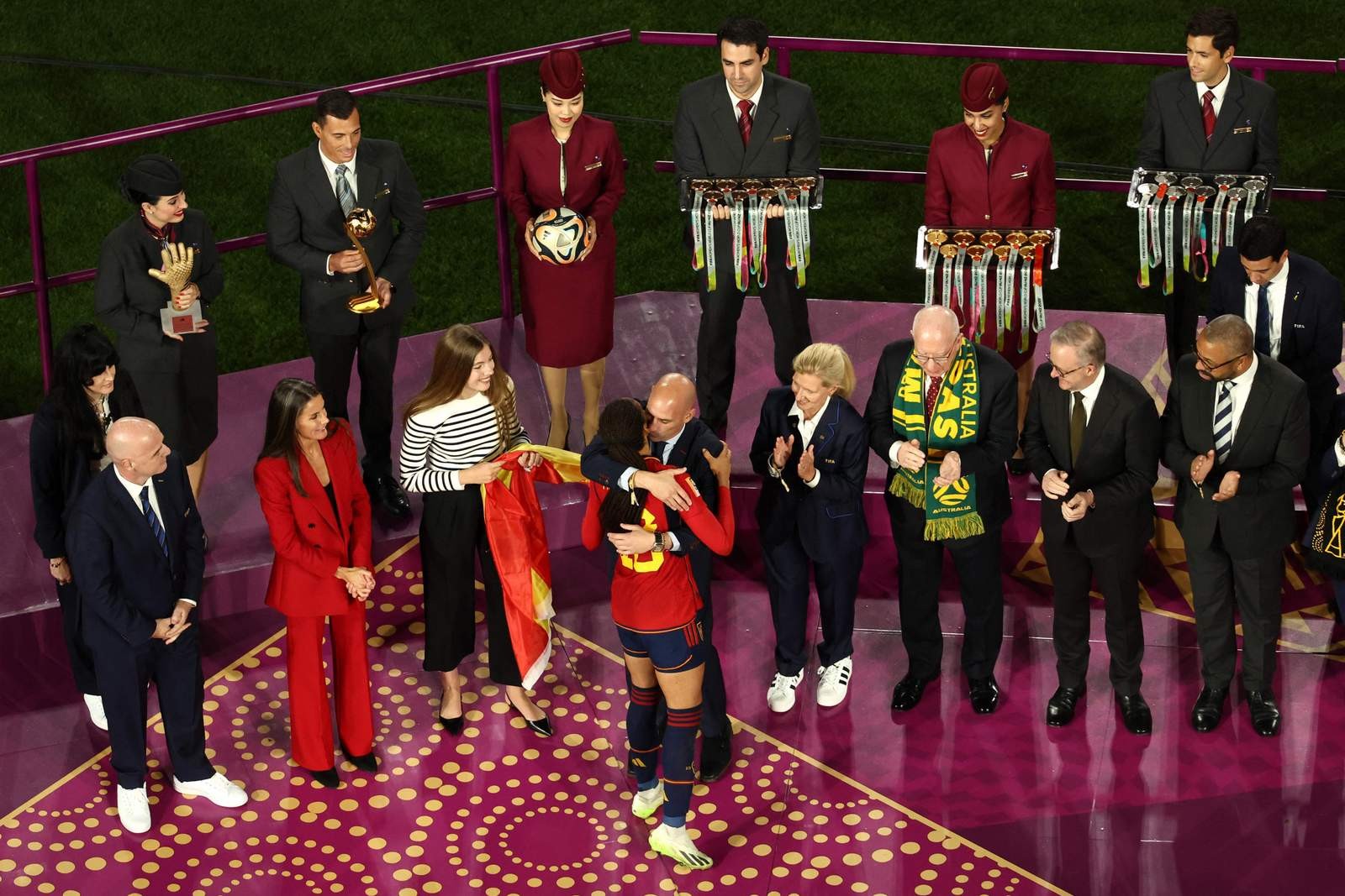 Luis Rubiales, presidente da Federação Espanhola de Futebol durante premiação na final da Copa do Mundo Feminina de Futebol 2023 — Foto: DAVID GRAY / AFP