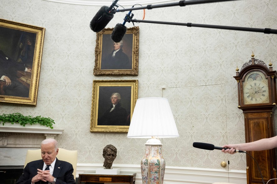 Presidente dos EUA, Joe Biden, antes de reunião com o presidente da Romênia, Klaus Iohannis, na Casa Branca