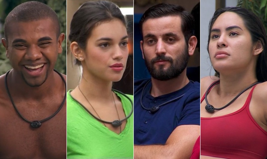 Da esquerda para a direita, Davi, Alane, Matteus e Isabelle, os quatro finalistas do BBB 24