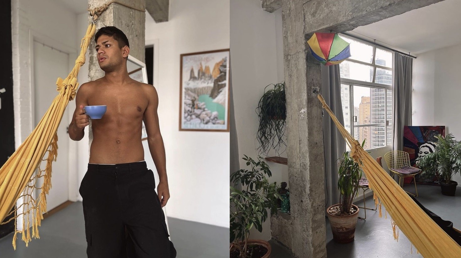 Gabriel Santana em seu apartamento — Foto: Reprodução/Instagram